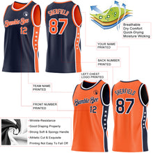 Load image into Gallery viewer, Custom Reversible Navy Orange-White Double Side Star Sublimation Basketball Suit Jersey
