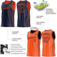 Load image into Gallery viewer, Custom Reversible Navy Orange Double Side Star Sublimation Basketball Suit Jersey
