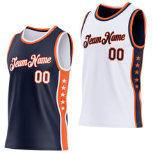 Загрузить изображение в средство просмотра галереи, Custom Reversible Navy White-Orange Double Side Star Sublimation Basketball Suit Jersey
