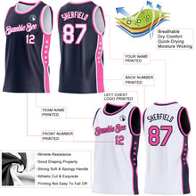 Load image into Gallery viewer, Custom Reversible Navy White-Pink Double Side Star Sublimation Basketball Suit Jersey
