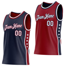 Charger l'image dans la galerie, Custom Reversible Navy White-Crimson Double Side Star Sublimation Basketball Suit Jersey

