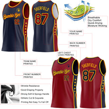 Load image into Gallery viewer, Custom Reversible Navy Crimson-Gold Double Side Star Sublimation Basketball Suit Jersey
