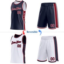 Charger l'image dans la galerie, Custom Reversible Navy Crimson-White Double Side Star Sublimation Basketball Suit Jersey
