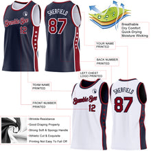 Charger l'image dans la galerie, Custom Reversible Navy Crimson-White Double Side Star Sublimation Basketball Suit Jersey
