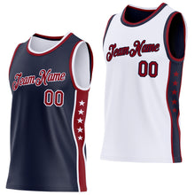 Charger l'image dans la galerie, Custom Reversible Navy Crimson-White Double Side Star Sublimation Basketball Suit Jersey
