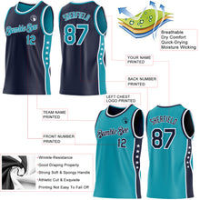 Load image into Gallery viewer, Custom Reversible Navy Teal-White Double Side Star Sublimation Basketball Suit Jersey
