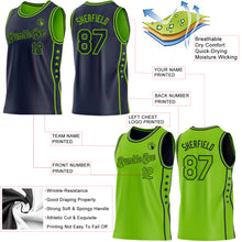 Charger l'image dans la galerie, Custom Reversible Navy Neon Green Double Side Star Sublimation Basketball Suit Jersey
