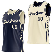 Charger l'image dans la galerie, Custom Reversible Navy Cream Double Side Star Sublimation Basketball Suit Jersey
