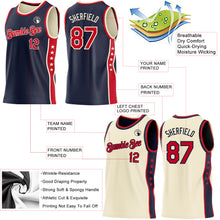 Загрузить изображение в средство просмотра галереи, Custom Reversible Navy Red-Cream Double Side Star Sublimation Basketball Suit Jersey
