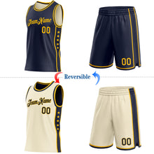 Load image into Gallery viewer, Custom Reversible Navy Gold Double Side Star Sublimation Basketball Suit Jersey
