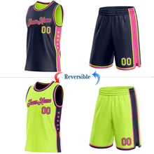 Charger l'image dans la galerie, Custom Reversible Navy Neon Green-Pink Double Side Star Sublimation Basketball Suit Jersey
