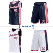 Laden Sie das Bild in den Galerie-Viewer, Custom Reversible Navy Medium Pink-White Double Side Star Sublimation Basketball Suit Jersey
