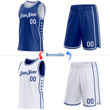 Загрузить изображение в средство просмотра галереи, Custom Reversible Royal White Double Side Star Sublimation Basketball Suit Jersey
