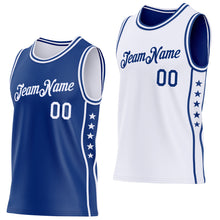 Загрузить изображение в средство просмотра галереи, Custom Reversible Royal White Double Side Star Sublimation Basketball Suit Jersey
