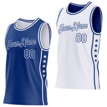 Load image into Gallery viewer, Custom Reversible Royal White Double Side Star Sublimation Basketball Suit Jersey
