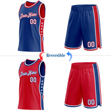Load image into Gallery viewer, Custom Reversible Royal White-Red Double Side Star Sublimation Basketball Suit Jersey
