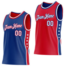 Load image into Gallery viewer, Custom Reversible Royal White-Red Double Side Star Sublimation Basketball Suit Jersey
