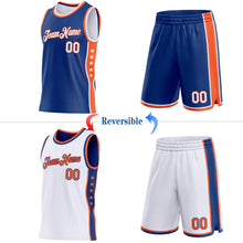 Загрузить изображение в средство просмотра галереи, Custom Reversible Royal White-Orange Double Side Star Sublimation Basketball Suit Jersey
