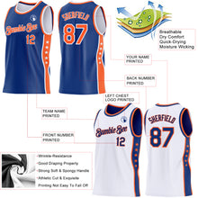 Загрузить изображение в средство просмотра галереи, Custom Reversible Royal Orange-White Double Side Star Sublimation Basketball Suit Jersey
