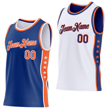 Загрузить изображение в средство просмотра галереи, Custom Reversible Royal Orange-White Double Side Star Sublimation Basketball Suit Jersey
