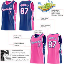 Charger l'image dans la galerie, Custom Reversible Royal White-Pink Double Side Star Sublimation Basketball Suit Jersey
