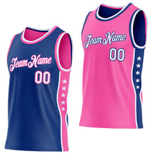 Charger l'image dans la galerie, Custom Reversible Royal White-Pink Double Side Star Sublimation Basketball Suit Jersey
