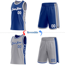 Laden Sie das Bild in den Galerie-Viewer, Custom Reversible Royal White-Gray Double Side Star Sublimation Basketball Suit Jersey
