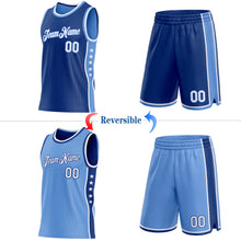 Laden Sie das Bild in den Galerie-Viewer, Custom Reversible Royal White-Lakes Blue Double Side Star Sublimation Basketball Suit Jersey
