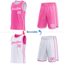 Load image into Gallery viewer, Custom Reversible Pink White Double Side Star Sublimation Basketball Suit Jersey
