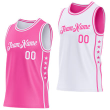 Load image into Gallery viewer, Custom Reversible Pink White Double Side Star Sublimation Basketball Suit Jersey

