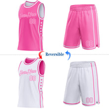 Laden Sie das Bild in den Galerie-Viewer, Custom Reversible Pink White Double Side Star Sublimation Basketball Suit Jersey
