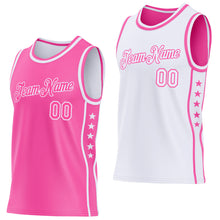 Laden Sie das Bild in den Galerie-Viewer, Custom Reversible Pink White Double Side Star Sublimation Basketball Suit Jersey
