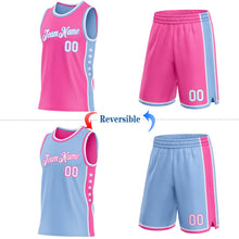 Laden Sie das Bild in den Galerie-Viewer, Custom Reversible Pink White-Light Blue Double Side Star Sublimation Basketball Suit Jersey
