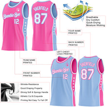 Laden Sie das Bild in den Galerie-Viewer, Custom Reversible Pink White-Light Blue Double Side Star Sublimation Basketball Suit Jersey
