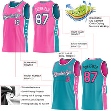 Charger l'image dans la galerie, Custom Reversible Pink White Teal-Black Double Side Star Sublimation Basketball Suit Jersey
