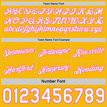Load image into Gallery viewer, Custom Reversible Pink White-Gold Double Side Star Sublimation Basketball Suit Jersey
