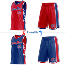 Load image into Gallery viewer, Custom Reversible Red Royal-White Double Side Star Sublimation Basketball Suit Jersey
