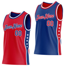 Load image into Gallery viewer, Custom Reversible Red Royal-White Double Side Star Sublimation Basketball Suit Jersey
