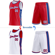 Загрузить изображение в средство просмотра галереи, Custom Reversible Red White-Royal Double Side Star Sublimation Basketball Suit Jersey
