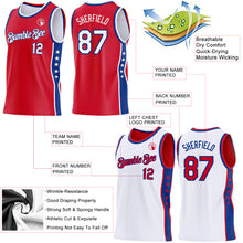 Загрузить изображение в средство просмотра галереи, Custom Reversible Red White-Royal Double Side Star Sublimation Basketball Suit Jersey
