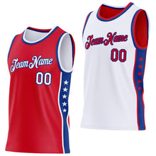 Загрузить изображение в средство просмотра галереи, Custom Reversible Red White-Royal Double Side Star Sublimation Basketball Suit Jersey
