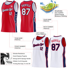 Laden Sie das Bild in den Galerie-Viewer, Custom Reversible Red White-Navy Double Side Star Sublimation Basketball Suit Jersey
