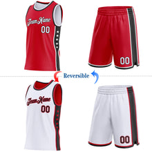 Laden Sie das Bild in den Galerie-Viewer, Custom Reversible Red White-Black Double Side Star Sublimation Basketball Suit Jersey
