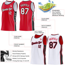 Laden Sie das Bild in den Galerie-Viewer, Custom Reversible Red White-Black Double Side Star Sublimation Basketball Suit Jersey
