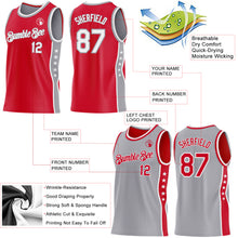 Load image into Gallery viewer, Custom Reversible Red White-Gray Double Side Star Sublimation Basketball Suit Jersey
