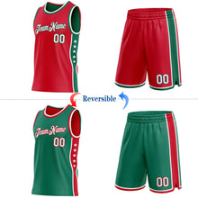 Charger l'image dans la galerie, Custom Reversible Red White-Kelly Green Double Side Star Sublimation Basketball Suit Jersey
