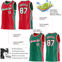 Charger l'image dans la galerie, Custom Reversible Red White-Kelly Green Double Side Star Sublimation Basketball Suit Jersey
