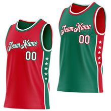 Charger l'image dans la galerie, Custom Reversible Red White-Kelly Green Double Side Star Sublimation Basketball Suit Jersey
