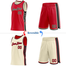 Load image into Gallery viewer, Custom Reversible Red Black-Cream Double Side Star Sublimation Basketball Suit Jersey
