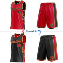 Laden Sie das Bild in den Galerie-Viewer, Custom Reversible Red Black-Old Gold Double Side Star Sublimation Basketball Suit Jersey

